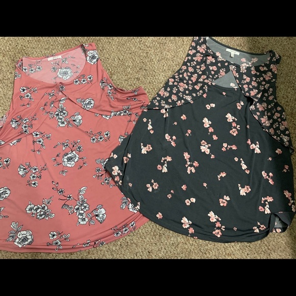 Maurices Tops - 2 Maurice’s floral sleeveless tops gray pink XXL